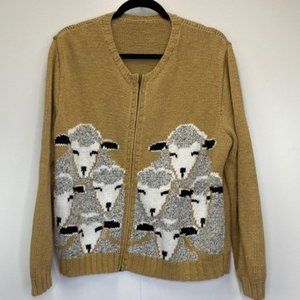 Vintage Sheep Zip Up Sweater Cardigan
